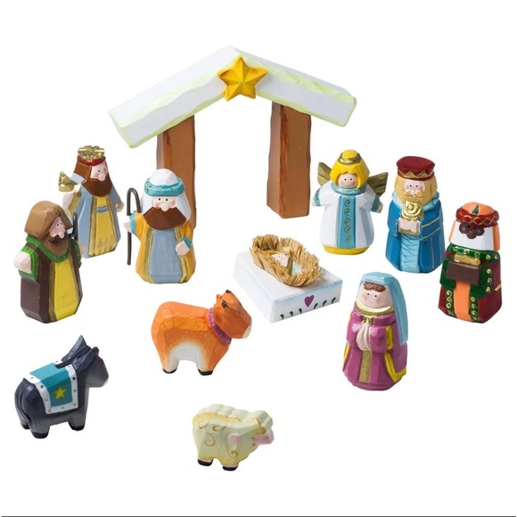 Kurt Adler Other - Kurt S. Adler Child's First Nativity 12 Wooden Figures Complete Hand Carved